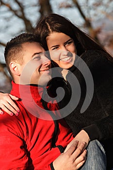 Portrait of young beautiful couple in love