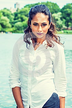 Portrait of Young Beautiful East Indian American Woman in New York