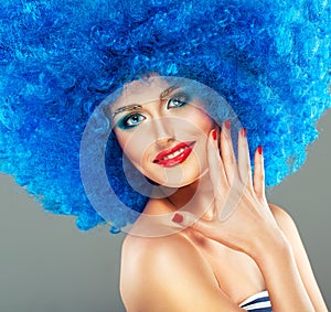 Portrait of a young beautiful girl with bright makeup