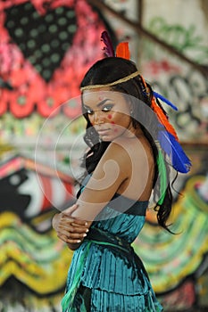 Portrait of young beautiful Indian Cherokee woman