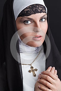 Portrait of the young beautiful nun