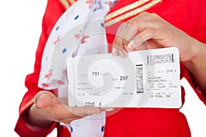 Portrait of young beautiful stewardess