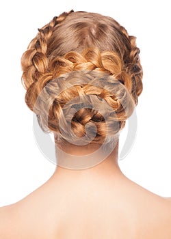 Woman with braid hairdo photo