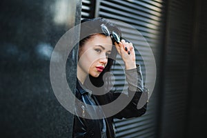 Portrait of young beautifull woman with long black hair