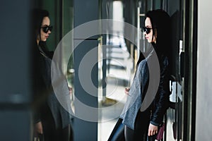 Portrait of young beautifull woman with long black hair