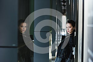 Portrait of young beautifull woman with long black hair