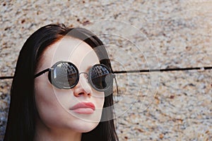 Portrait of young beautifull woman with long black hair