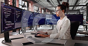 Portrait Of Young Black Female Software Engineer Coding