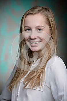 Portrait of a young blonde beautiful girl