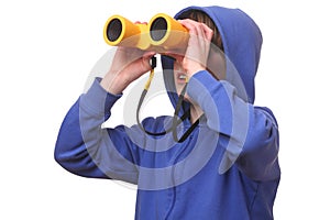 Boy with binoculars photo