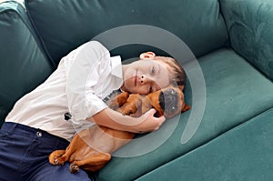 Portrait of a young boy with his dog