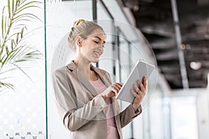 Portrait of a young business woman in an office