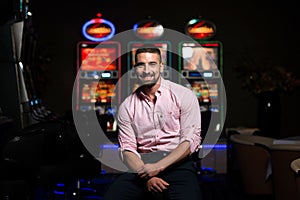 Portrait of a Young Caucasian Man in Casino