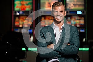 Portrait of a Young Caucasian Man in Casino