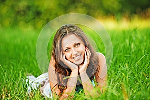 Portrait of young charming woman