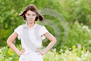 Portrait young charming woman