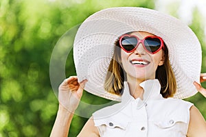 Portrait young charming woman white