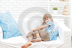 Portrait of young child boy at home