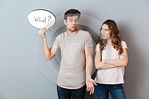 Portrait of a young couple having an argument