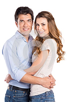 Portrait Of Young Couple Hugging