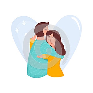 Portrait of young couple in love. Hugging people