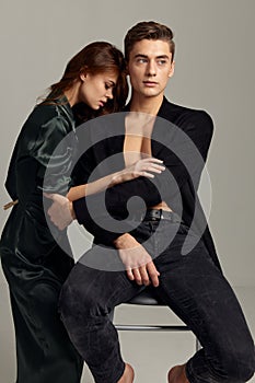 Portrait of a young couple relationship sensuality together luxury