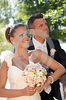 Portrait of young couple on wedding-day