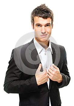 Portrait of young dark-haired man