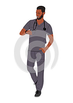 Portrait of young doctor man in medic uniform.