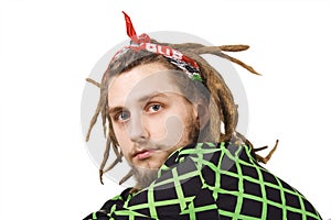 Portrait of young dreadlock man isolated