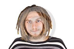 Portrait of young dreadlock man isolated