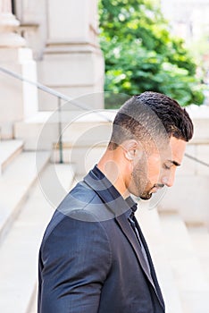Portrait of Young East Indian American Businessman with beard in New York City