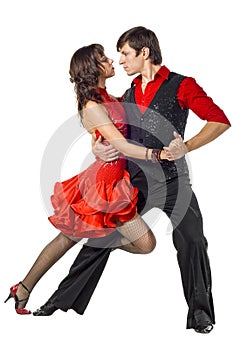 Portrait of young elegance tango dancers.