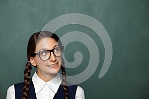 Portrait of young female nerd