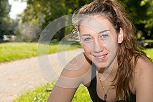 Portrait of young fit woman outdoors