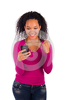 Portrait Of Young Girl african Talking On phone