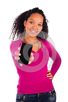 Portrait Of Young Girl african Talking On phone