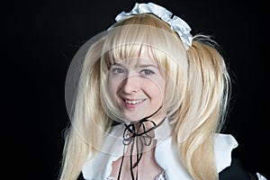 Portrait of young girl in anime lolita suit