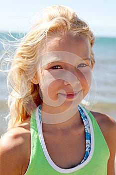 Portrait of young girl on the beach