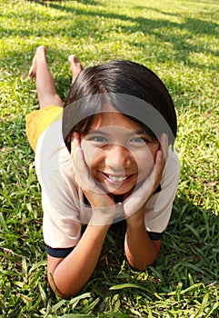 Portrait of young girl having a good time.