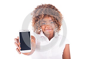 Portrait of young girl with on phone