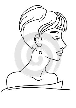Portrait of a young girl in profile vector