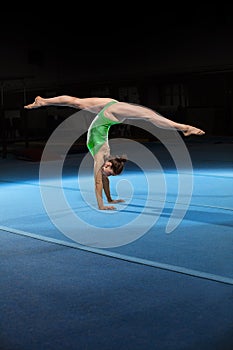 Portrait of young gymnasts competing in the stadium