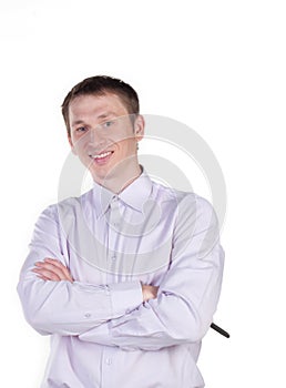 Portrait of young happy smiling business man