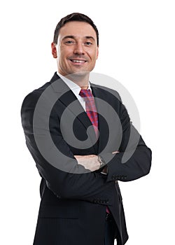 Portrait of young happy smiling business man