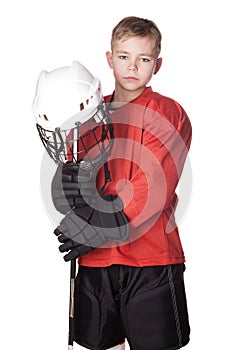 Portrait of a young ice hockey player