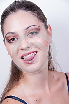 Portrait of young lady with nice skin and make up