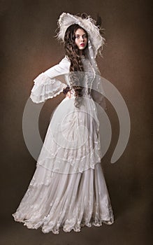 Portrait of a young lady in a white hat