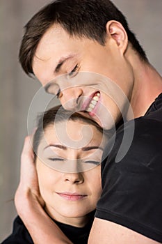 Portrait of young loving caucasian couple.