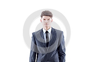 Portrait of a young man in a business suit.isolated on white.